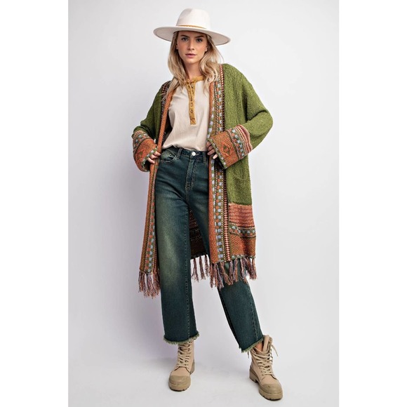 Ethnic-Inspired Cardigan Sweater - Regular Size - Picture 2 of 4